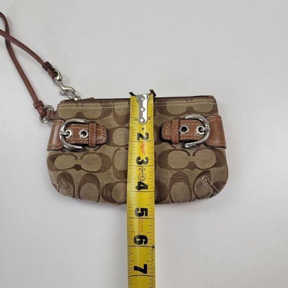 Vtg Y2K Coach Signature Monogram Wristlet Brown Tan Purse Handbag - Picture 2 of 9